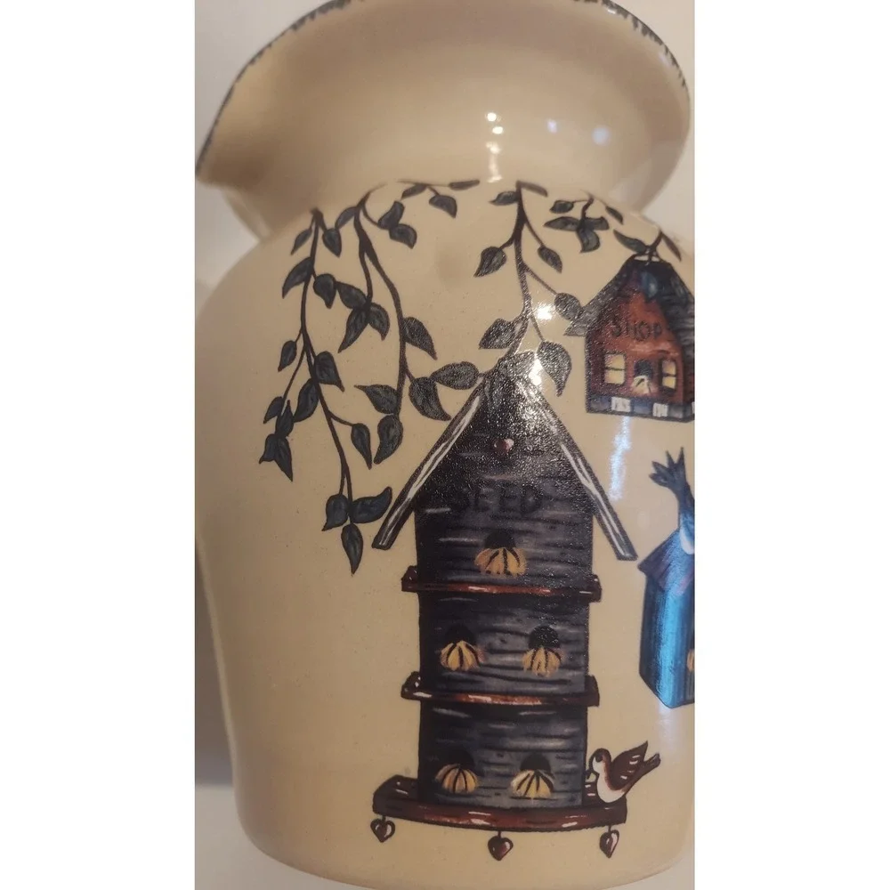 Home & Garden Party Ltd. 2002 Vintage Birdhouse Stoneware Pitcher Made in USA